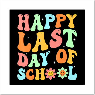 Happy Last Day Of School Hello Summer Teacher Student Groovy Posters and Art